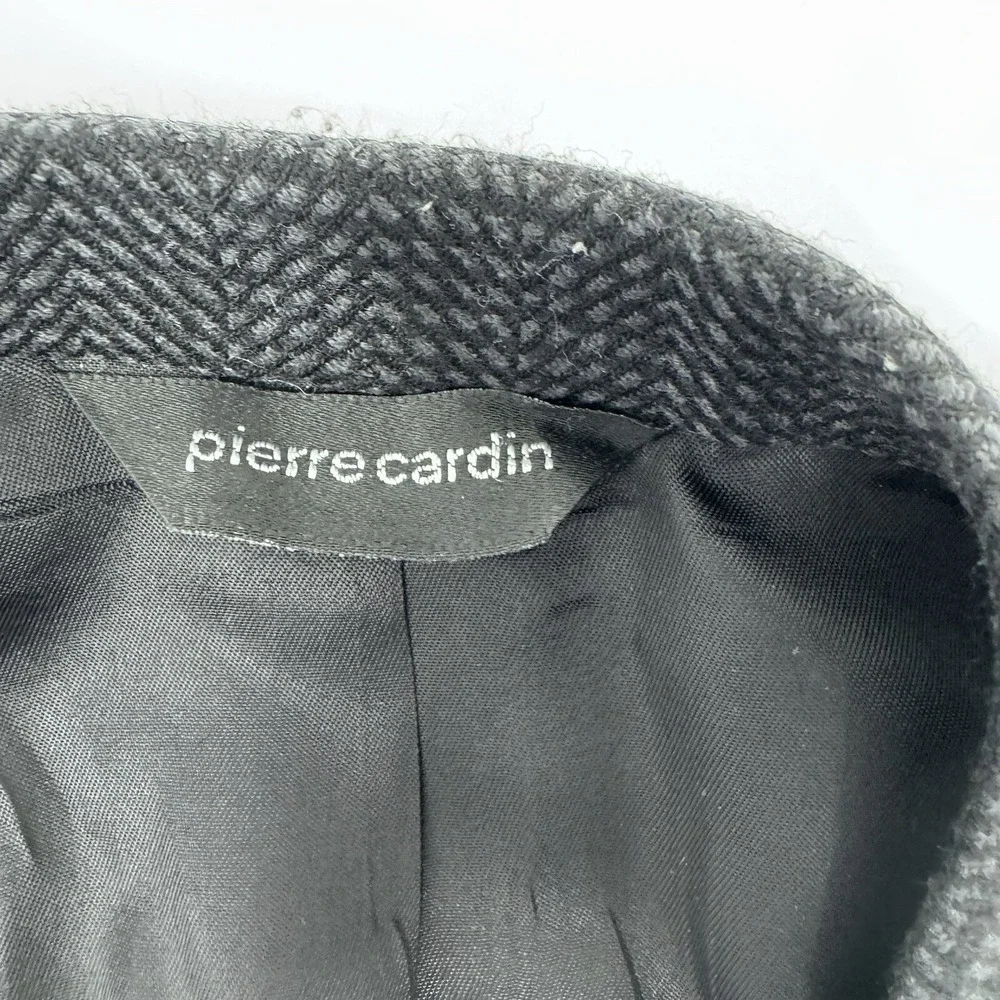 VTG PIERRE CARDIN Wool Sport Coat 42 Gray Herringbone Tweed Blazer USA Old Money